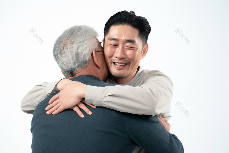 一对中老年父子拥抱在一起抚摸,高清,摄影图,摄影图片,图片大全,摄影图免费下载